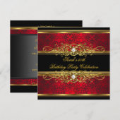 Elegant 50e verjaardag Red Black Gold Damask Kaart (Voorkant / Achterkant)