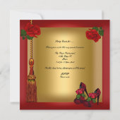 Elegant 50e verjaardag Red Rose Gold 4 Kaart (Achterkant)