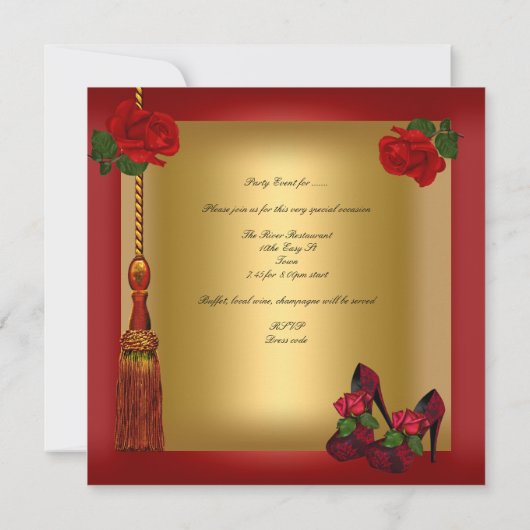 Elegant 50e verjaardag Red Rose Gold 4 Kaart (Achterkant)