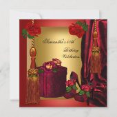 Elegant 50e verjaardag Red Rose Gold 4 Kaart (Voorkant)