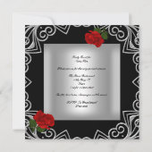 Elegant 50e verjaardag Red Rose Silver Deco Kaart (Achterkant)