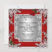 Elegant 50e verjaardag Red Rose Silver Kaart (Achterkant)