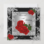 Elegant 50e verjaardag Red Rose Silver Kaart (Voorkant)