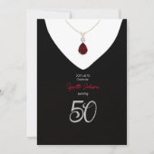 Elegant 50e verjaardag Ruby Red Ketting Kaart (Voorkant)