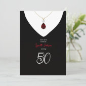 Elegant 50e verjaardag Ruby Red Ketting Kaart (Staand voorkant)