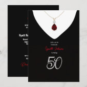 Elegant 50e verjaardag Ruby Red Ketting Kaart (Voorkant / Achterkant)