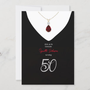 Elegant 50e verjaardag Ruby Red Ketting Kaart