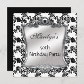 Elegant 50e verjaardag Silver Black White Fl Kaart (Voorkant / Achterkant)