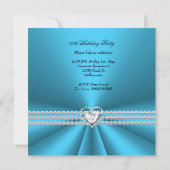 Elegant 50e verjaardag Silver Blue Diamond Heart Kaart (Achterkant)