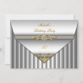 Elegant 50e verjaardag Silver Gold Diamond 3 Kaart (Voorkant)