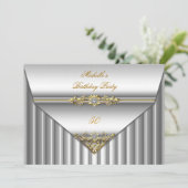 Elegant 50e verjaardag Silver Gold Diamond 3 Kaart (Staand voorkant)