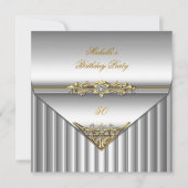 Elegant 50e verjaardag Silver Gold Diamond Kaart (Voorkant)