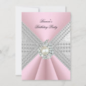 Elegant 50e verjaardag Silver Pink Diamond Pearl Kaart (Voorkant)