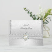 Elegant 50e verjaardag Silver White Diamond Pearl Kaart (Staand voorkant)