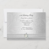 Elegant 50e verjaardag Silver White Diamond Pearl Kaart (Achterkant)