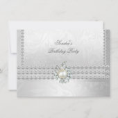 Elegant 50e verjaardag Silver White Diamond Pearl Kaart (Voorkant)