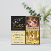 Elegant 50e verjaardag Uitnodigingen (Staand voorkant)
