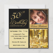 Elegant 50e verjaardag Uitnodigingen (Voorkant)