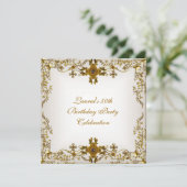 Elegant 50e verjaardag White Cream Gold Lace Kaart (Staand voorkant)