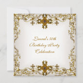 Elegant 50e verjaardag White Cream Gold Lace Kaart (Voorkant)