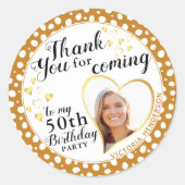 Elegant 50e verjaardag White Gold Herfst Hartelijk Ronde Sticker (Voorkant)