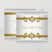 Elegant 50e verjaardag White Gold Jewel Kaart (Voorkant / Achterkant)