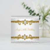 Elegant 50e verjaardag White Gold Jewel Kaart (Staand voorkant)