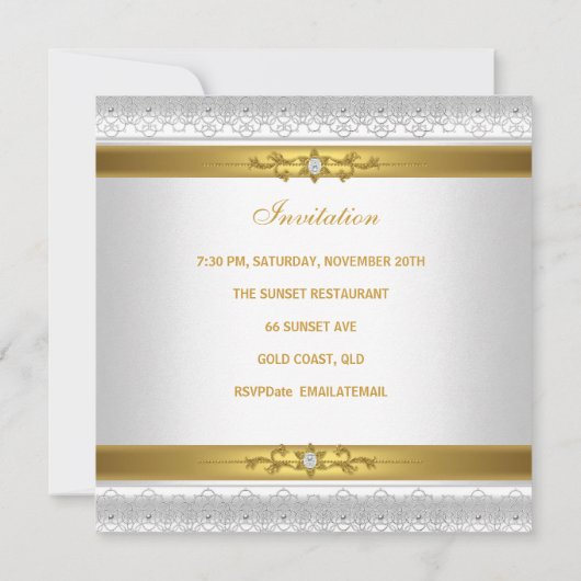 Elegant 50e verjaardag White Gold Jewel Kaart (Achterkant)