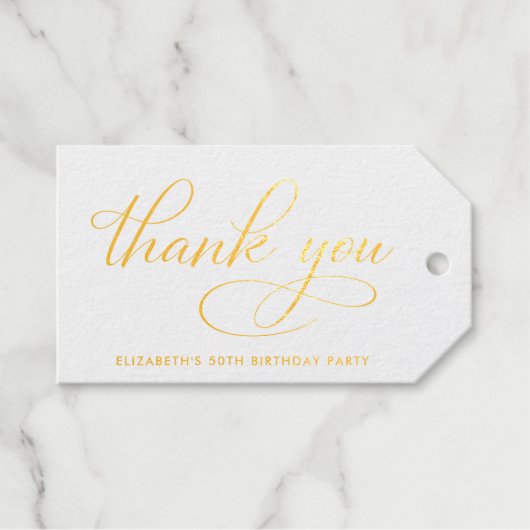 Elegant 50e verjaardagsfeest Dank u Cadeaulabels (Voorkant (horizontaal))