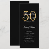 Elegant 50e verjaardagsfeestje programma Black Gol (Voorkant / Achterkant)