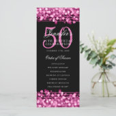 Elegant 50e verjaardagsfeestje programma Hot Pink (Staand voorkant)
