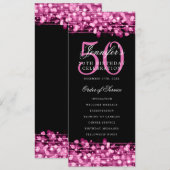 Elegant 50e verjaardagsfeestje programma Hot Pink (Voorkant / Achterkant)
