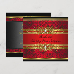 Elegant 50e verpartij rood zwart goud 2 kaart
