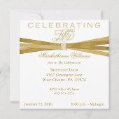 Elegant 50e- Vijftigste verjaardag van de Uitnodig Kaart (Voorkant)