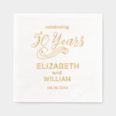 Elegant 50ste bruiloft Jubileum Echt Goud Folie Servetten (Voorkant)