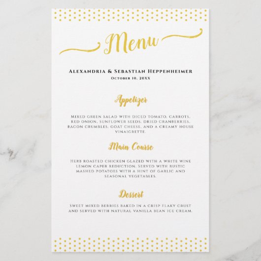 Elegant 50ste bruiloft Jubileum Menu (Voorkant)