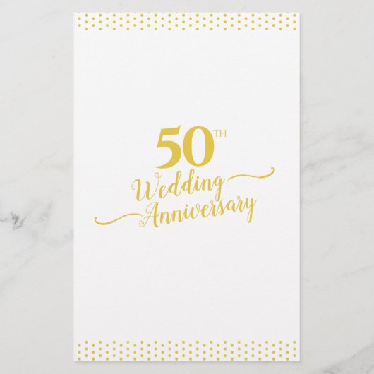 Elegant 50ste bruiloft Jubileum Menu (Achterkant)