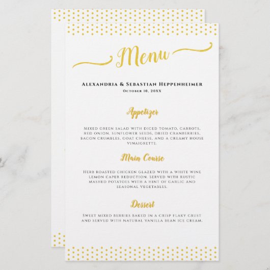 Elegant 50ste bruiloft Jubileum Menu (Voorkant / Achterkant)