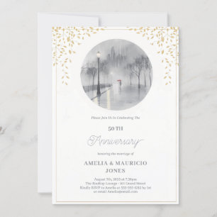 Elegant 50ste huwelijksjubileum kaart