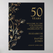 Elegant 50ste huwelijksjubileum welkomstbord poster (Voorkant)