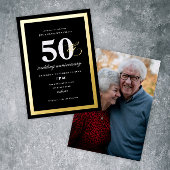 Elegant 50ste huwelijksjubileumfeest folie uitnodiging