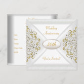 Elegant 50ste huwelijksverjaardag witgoud kaart (Voorkant / Achterkant)