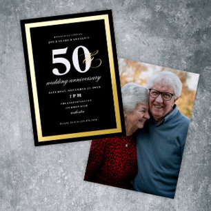 Elegant 50ste huwelijksverjaardagsfeest folie uitnodiging