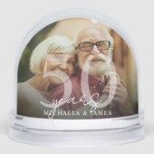 Elegant 50ste Jubileum Paar Namen 2-Foto Sneeuwbol (Voorkant)