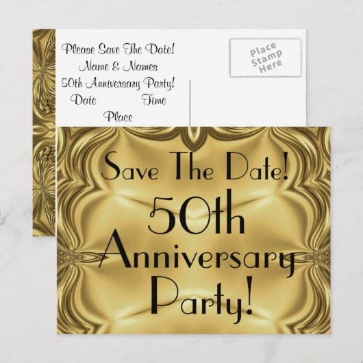 Elegant 50ste Jubileum Save the Date Briefkaarten (Voorkant / Achterkant)