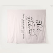 Elegant 50ste Roze Verjaardagsfeestje Wandkleed (Voorkant (horizontaal))