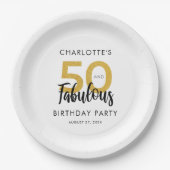 Elegant 50ste verjaardag feest op maat papieren bordje (Voorkant)