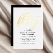 Elegant 50ste verjaardag goud folie uitnodiging