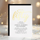 Elegant 50ste verjaardag goud folie uitnodiging