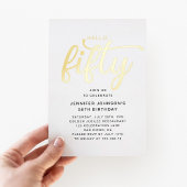 Elegant 50ste verjaardag goud folie uitnodiging